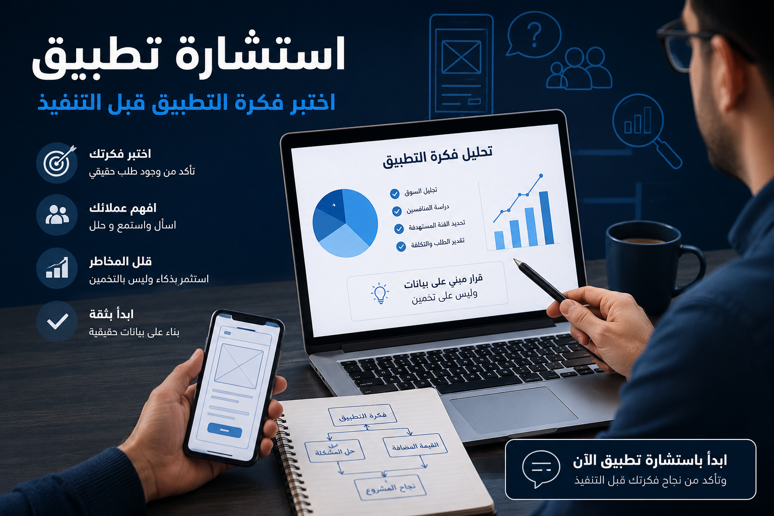 استشارة تطبيق وتحليل فكرة المشروع
